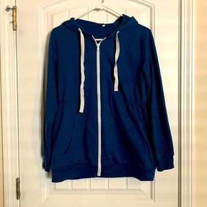 Royal blue maternity hoodie, size large, fits size medium/large pre-pregnancy